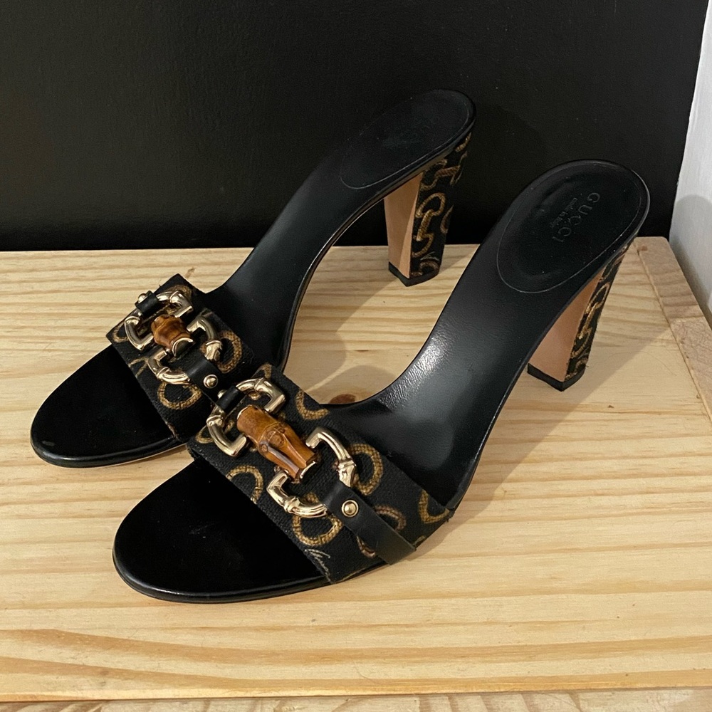 VINTAGE Gucci heel sandals horsebit bamboo size 9